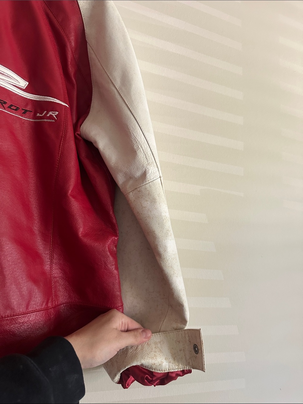 Wilsons Leather Red and White Racing-Style Leather Jacket - Picture 14 of 14